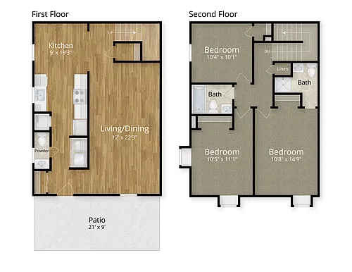 Floor plan 3 Bed x 2.5 Bath