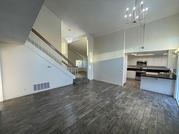 Family room with adjacent kitchen