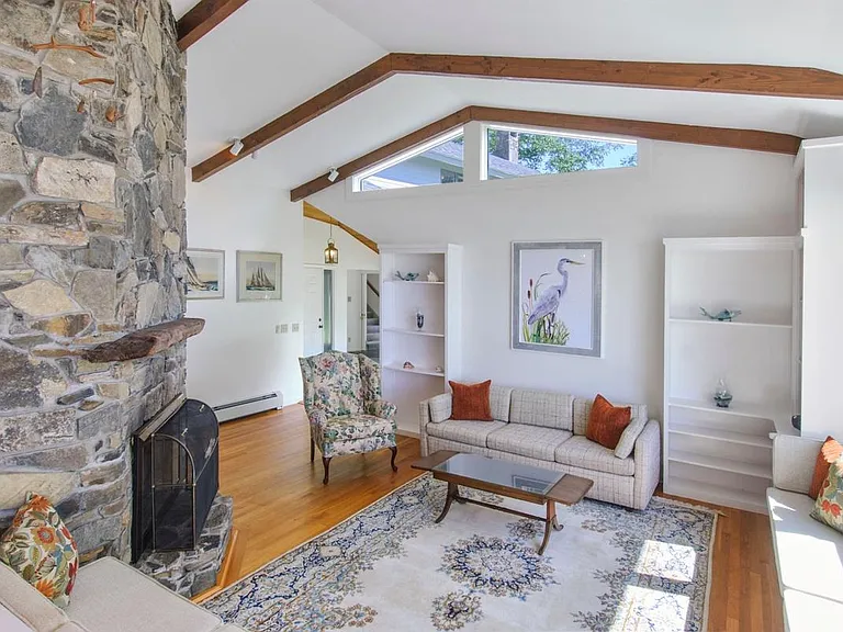 Living room with vaulted ceilings