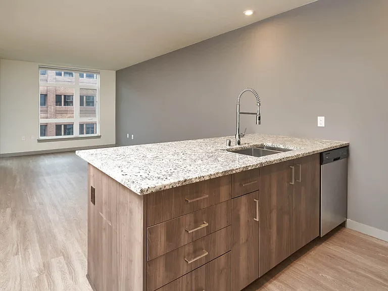 Kitchen and Living Room with Hard Surface Flooring