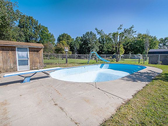 Fenced-in inground pool.