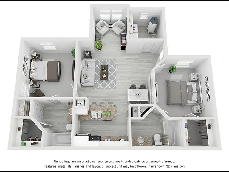 A photo of our 2x2 floor plan, The Hampshire.