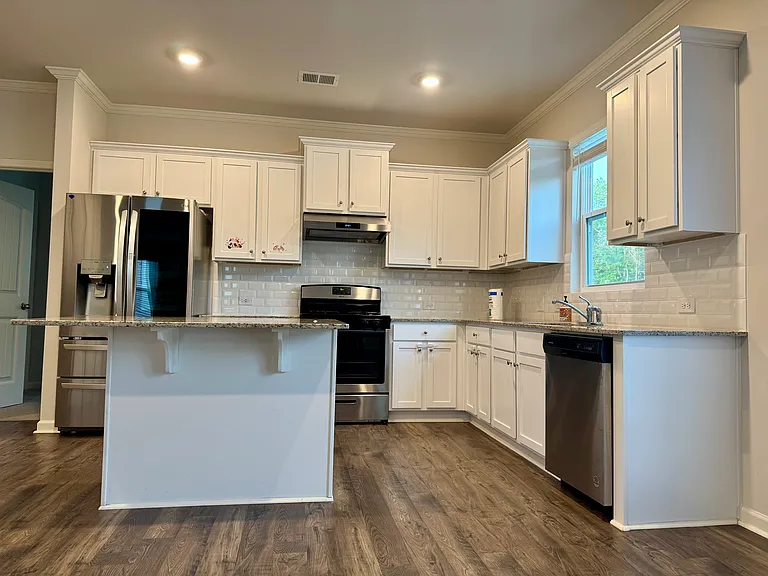 Kitchen and island