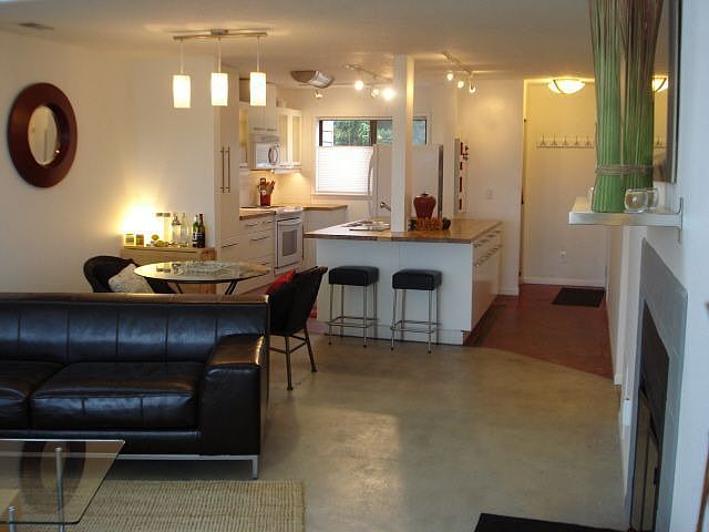 Living room with fireplace