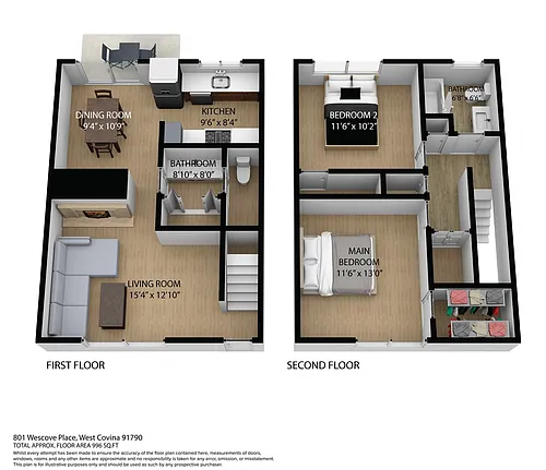 Floor plan 2 Bedrooms 1.5 Bathrooms