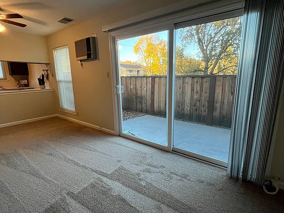 Private patio with sliding door access