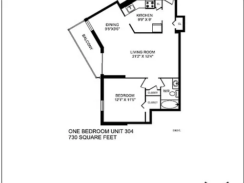 Floor plan 1 Bedroom 1 Bed 1 Bath