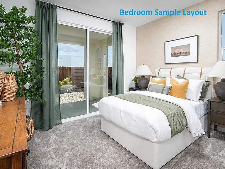 Sample furniture layout for the bedroom.