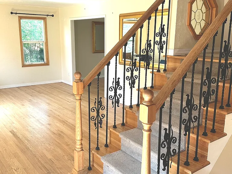 Entry facing living room; dining room is at the far right. Library is behind viewer