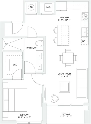 Floor plan 1 Bed/ 1 Bath-A5