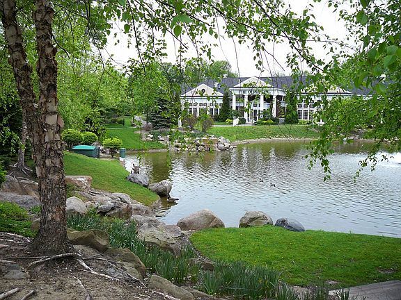 View of the community building and wildlife.