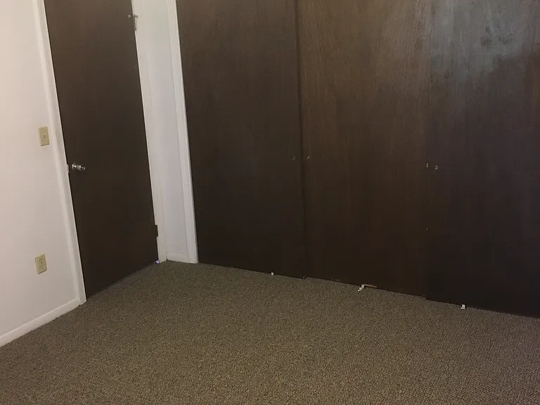 Bedroom with full wall of closets