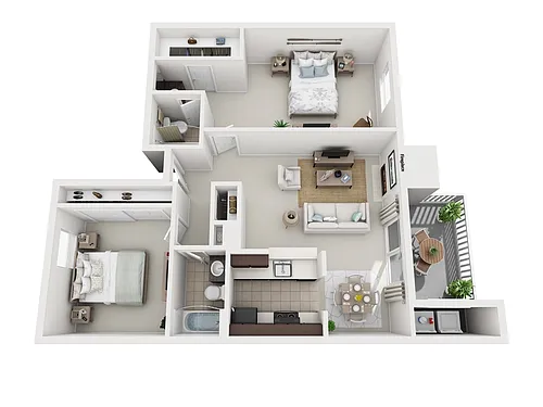 Floor plan 2 Bed, 2 Bath B Upgraded