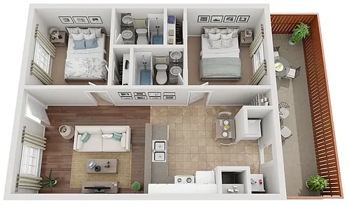 Floor plan LaSalle 2 bed 2 bath