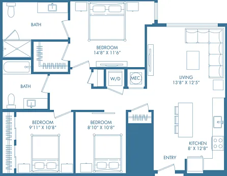 B12UD | 2x2 | 1165 sq ft B12UD | 2x2 | 1165 sq ft