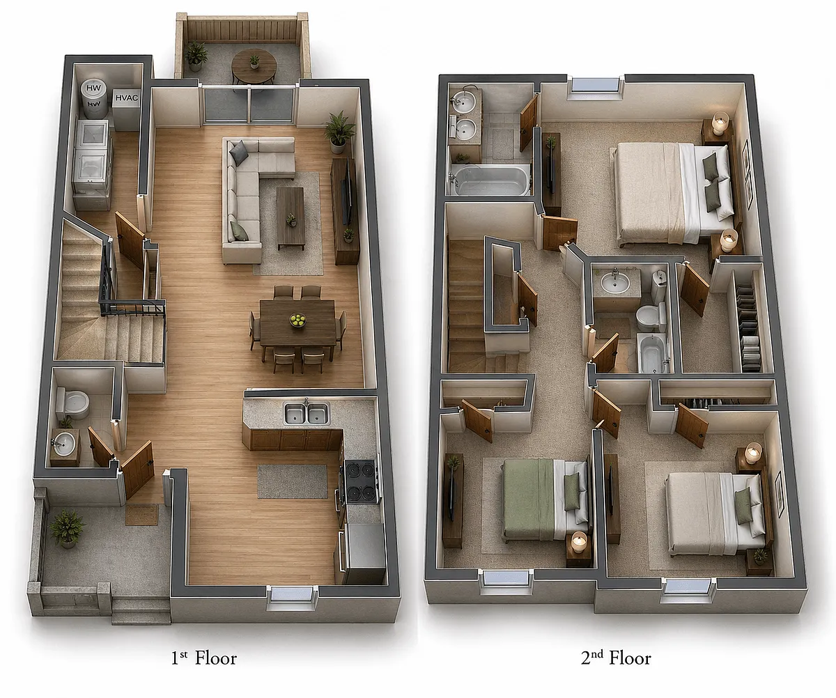 Floor plan 3 Bedroom 2.5 Bath Townhouse