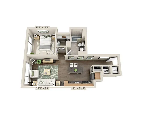 Floor plan One Bedroom A1H