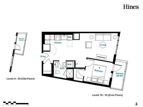 Floor plan 1 Bedroom, 1 Bathroom