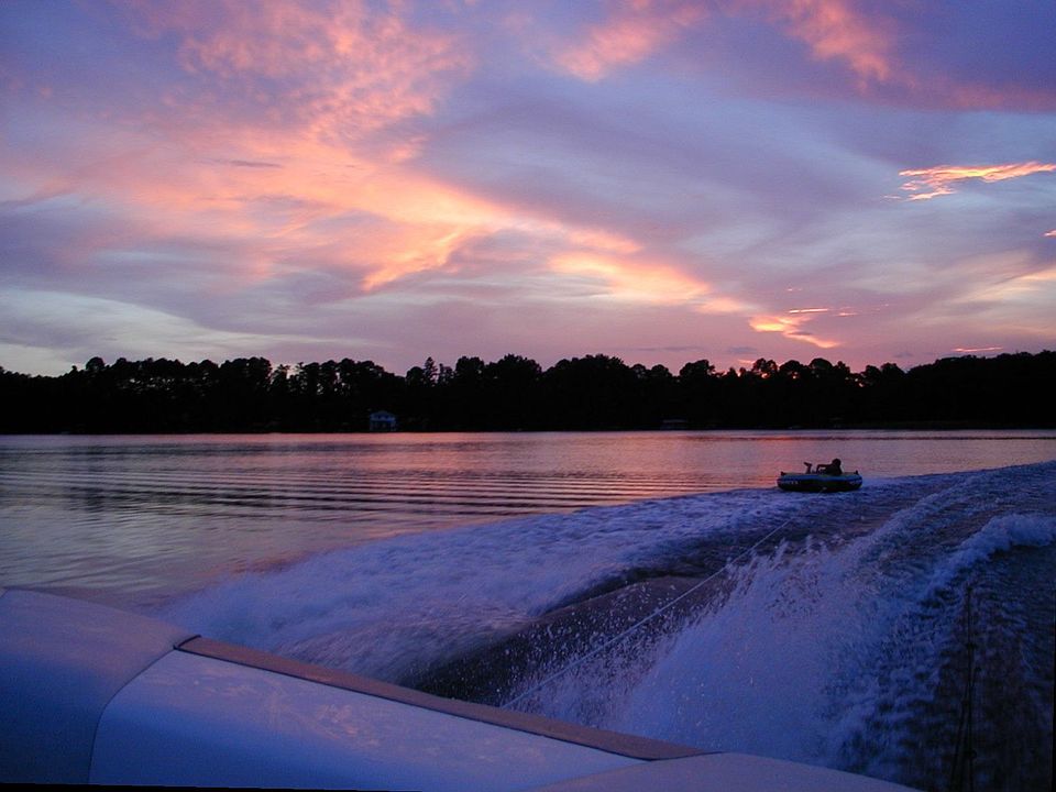 tubing at sunset