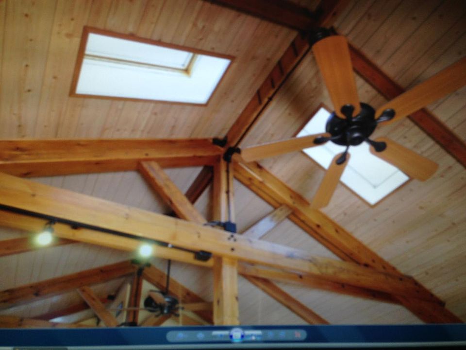 Timberframe ceiling with skylights