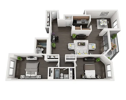 Floor plan Two Bedroom B2K