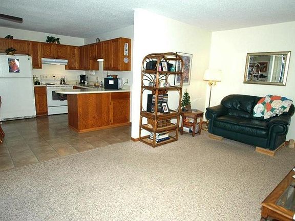 Spacious living area with open kitchen