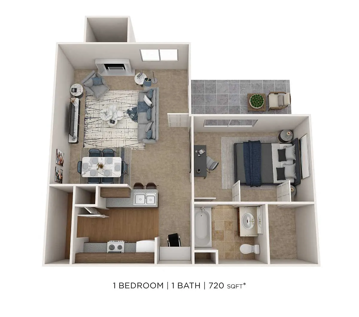Floor plan One Bedroom - 720 sqft