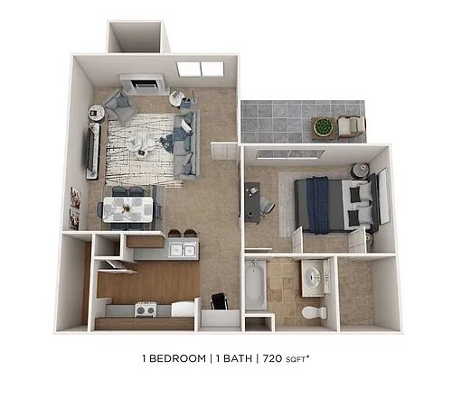 Floor plan One Bedroom - 720 sqft