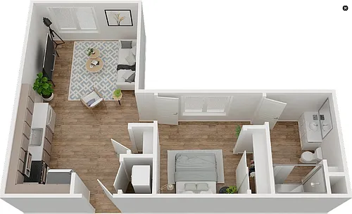 Floor plan 1 Bed 1 Bath A2