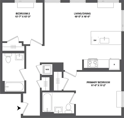 Floor plan 2 Bed/2 Bath-2A-1