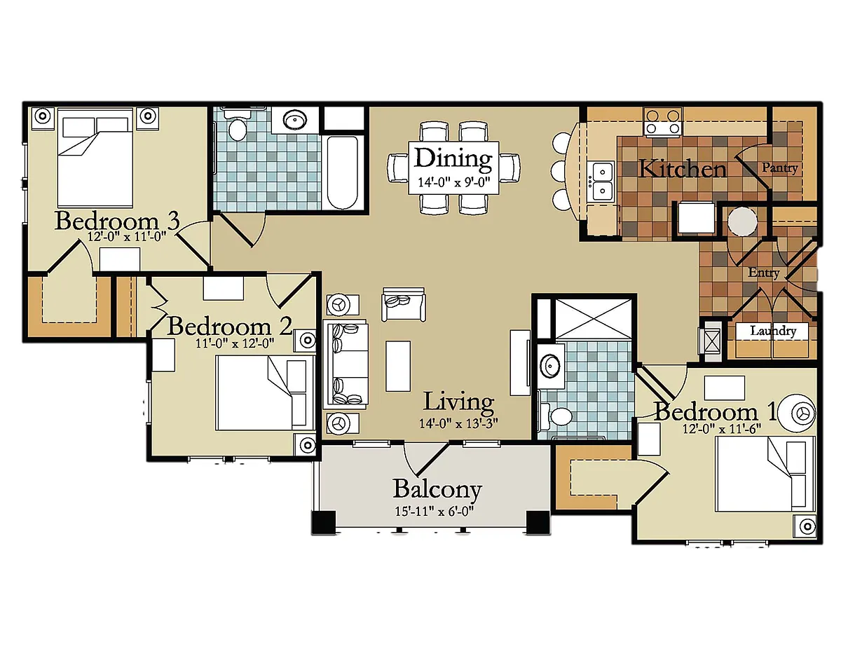 Floor plan 3 Bed