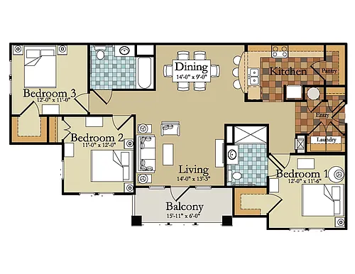 Floor plan 3 Bedroom