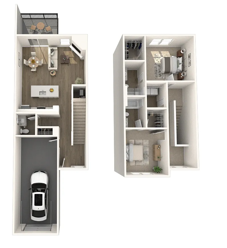 Floor plan 2 Bedroom, 2.5 Bath Townhome
