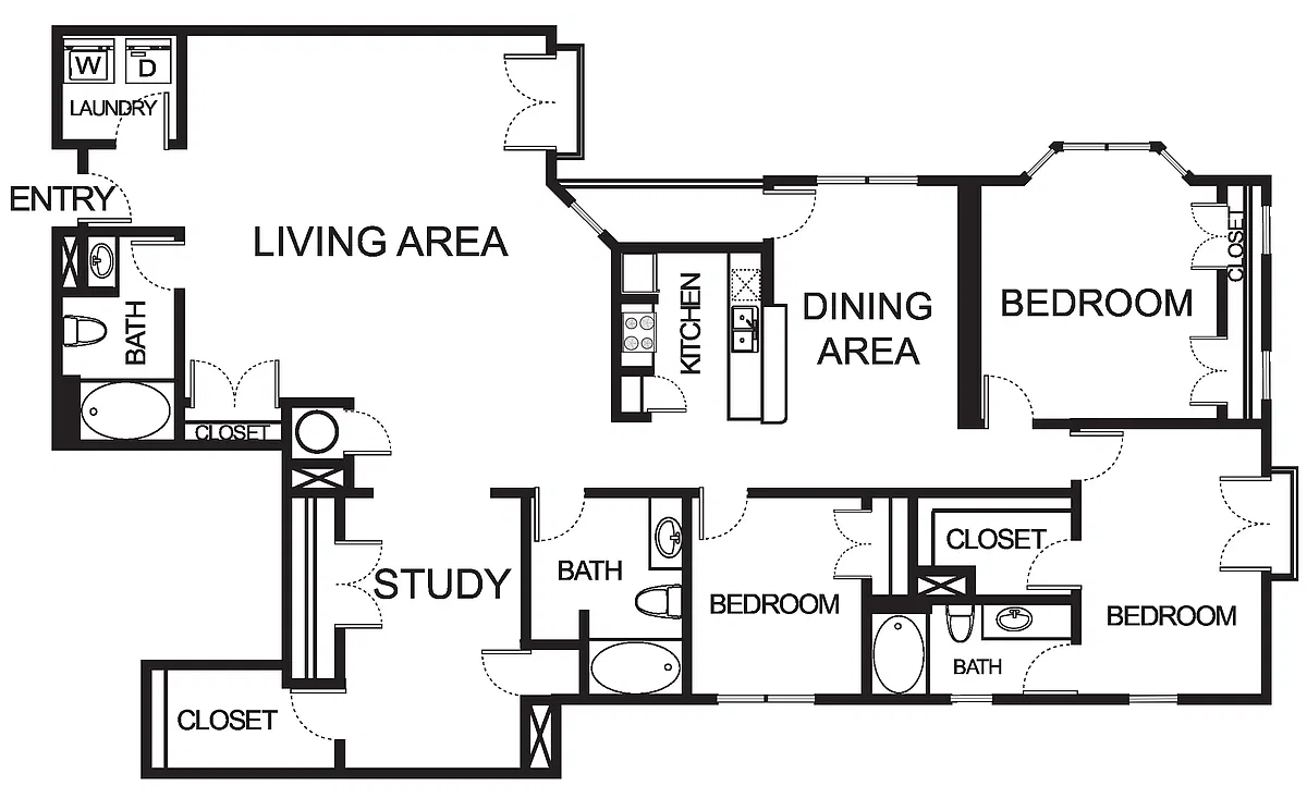 Floor plan C2 Three Bedroom With Study