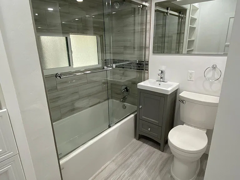 Completely remodeled Bathroom with glass shower doors