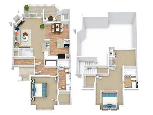 Floor plan 2 Bed, 2 Bath B Townhome