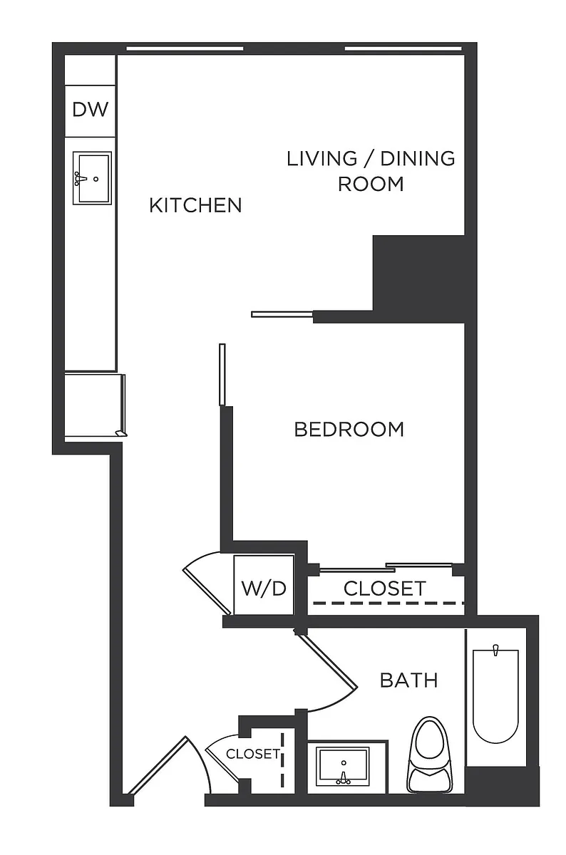 Floor plan Jr 1 Bed/1 Bath-PP