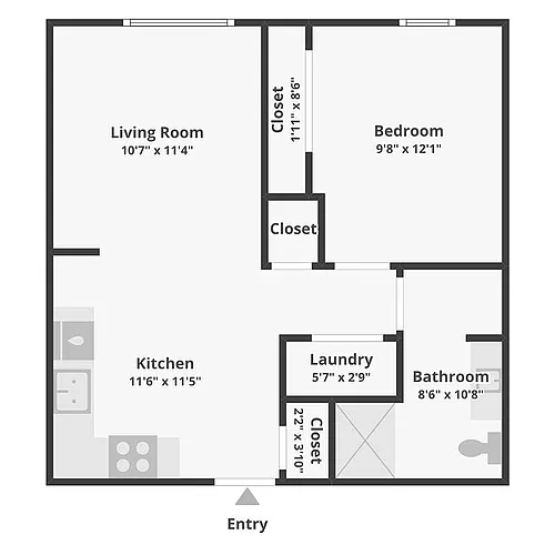 Floor plan 1 Bed 1 Bath