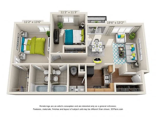 Floor plan The Ashe - B1 - Newly Renovated