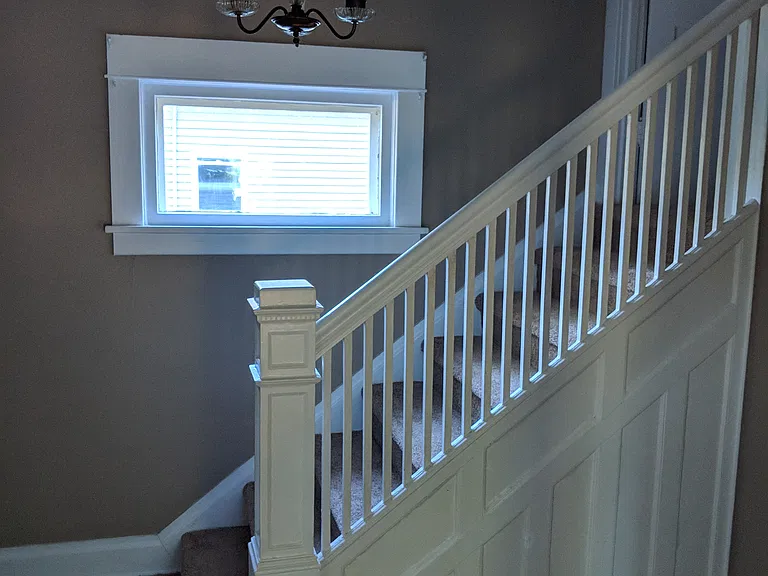 side view of stair at entry