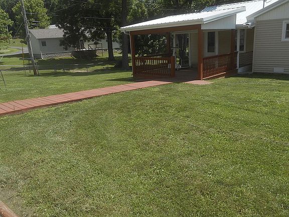 back deck with sidewalk