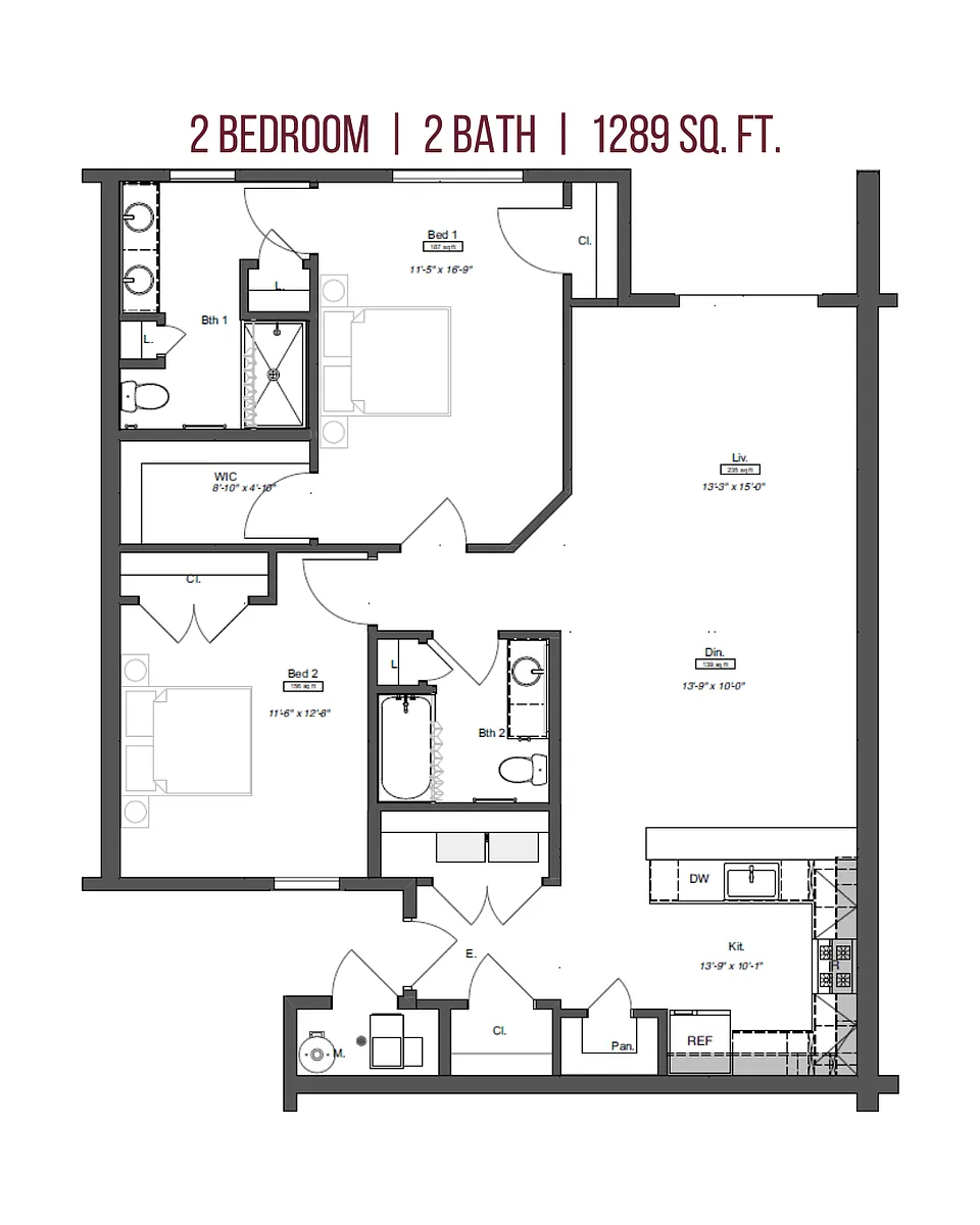 Floor plan 2 Bedrooms