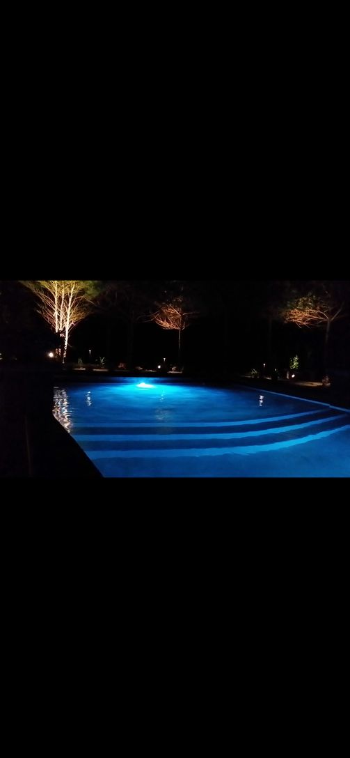  Custom Gunite Pool With Sun Deck At Night