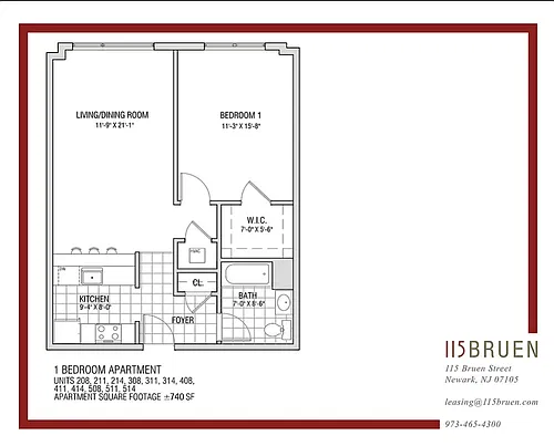 Floor plan 1 Bedroom - 3rd Floor