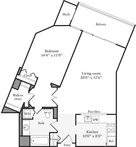 Floor plan 1 Bedroom P