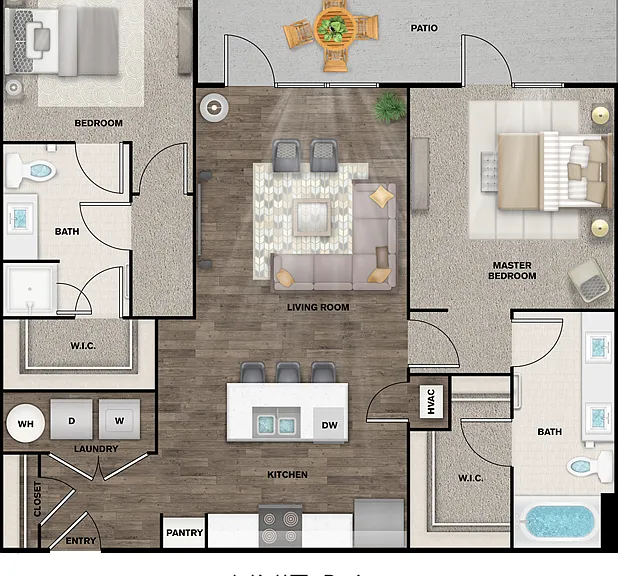2 Bed/2 Bath - 1108 sq ft