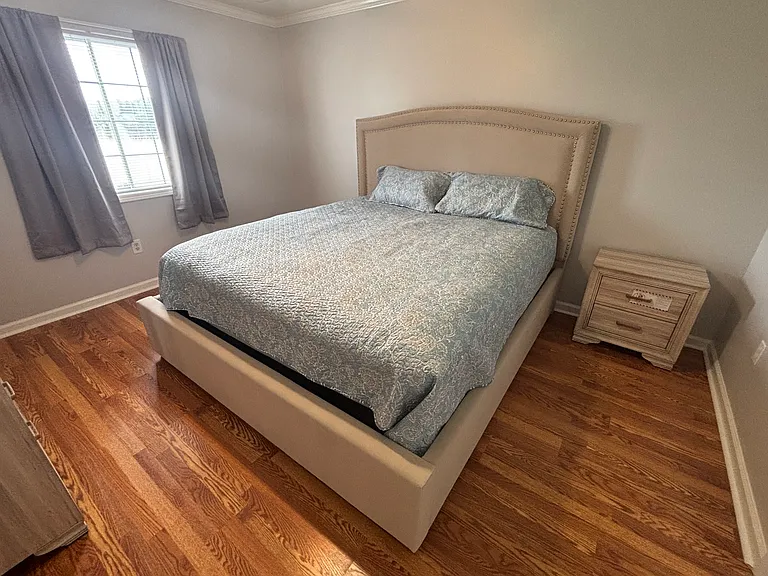 Master Bedroom, King size bed, night stand and full chest of drawers