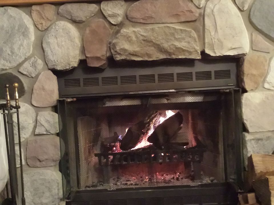 Manufactured fireplace, wood