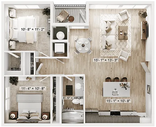 Floor plan 2BR/2BA - B4