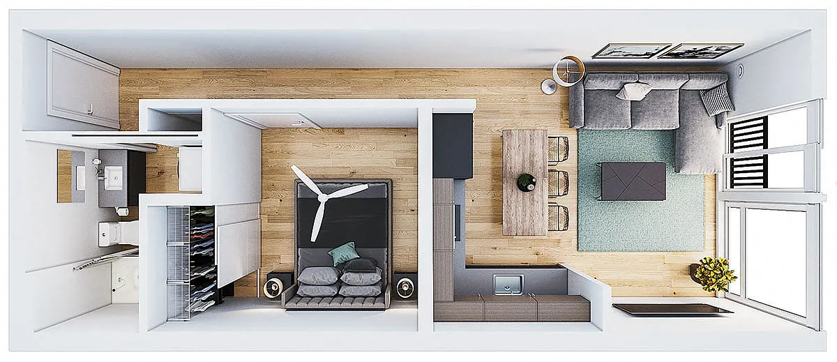 Floor plan 1 Bedroom A